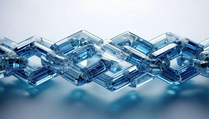 ガラスのブロックが連結したチェーンのイメージ